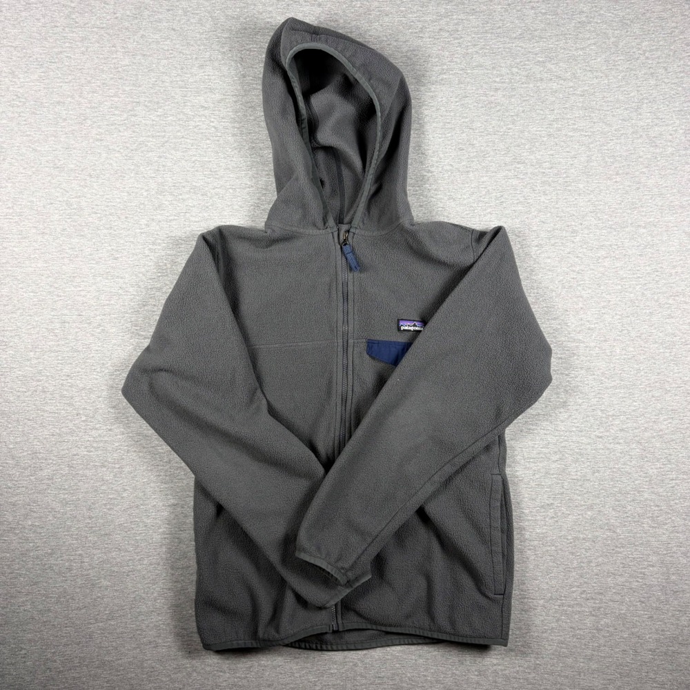 Patagonia Micro D Snap T Full-Zip Fleece Hooded Jacket Size 12 L Grey Full Zip